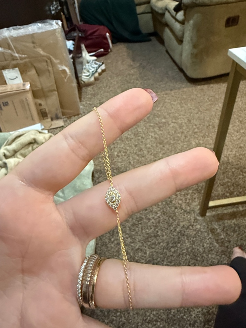Gold Crystal Marquise Pendant bracelet